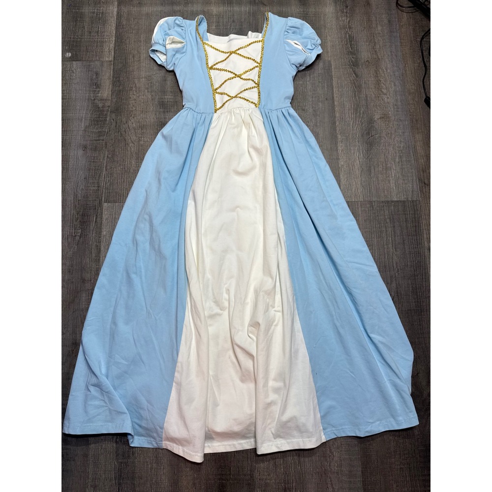 Only Little Once Girls Blue White Gold Lace Up Costume Play Dress Size 8